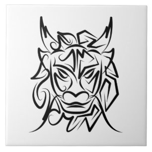 Carreau Dragon tribal noir et blanc