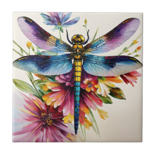 Carreau Dragonfly Floral Multicolor Art