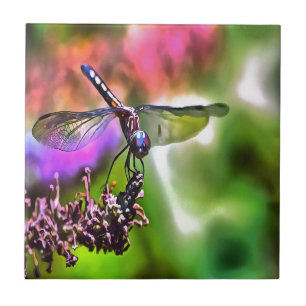 Carreau Dragonfly In Green and Blue Réaliste Painting