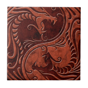 Carreau Dragons en pierre rouges de Yin Yang