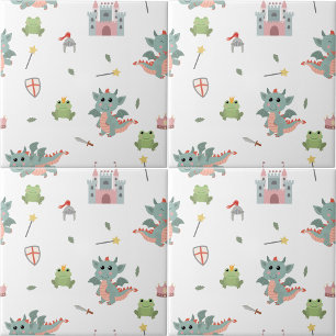 Carreau Dragons Knights Fairytale Médiéval Castle Nursery