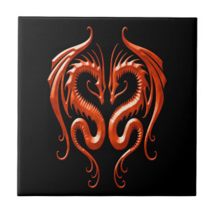 Carreau Dragons, rouge et noir de fer