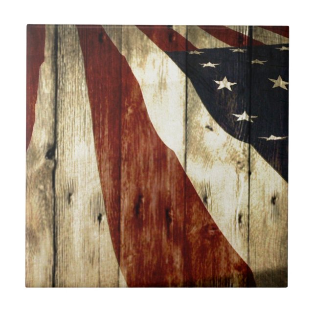 Carreau Drapeau américain de fibre de bois americana (Devant)
