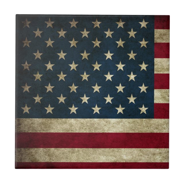 Carreau Drapeau américain des Etats-Unis de grunge (Devant)