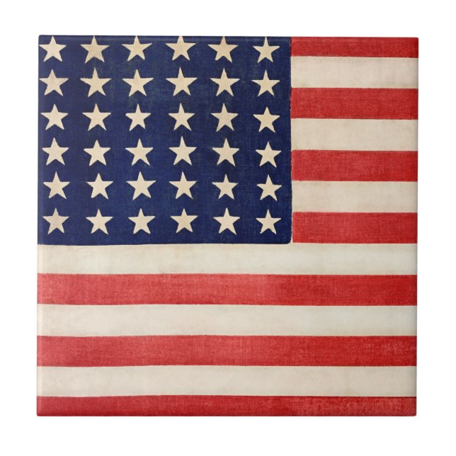 Carreau Drapeau américain vintage 36 Étoiles (Devant)