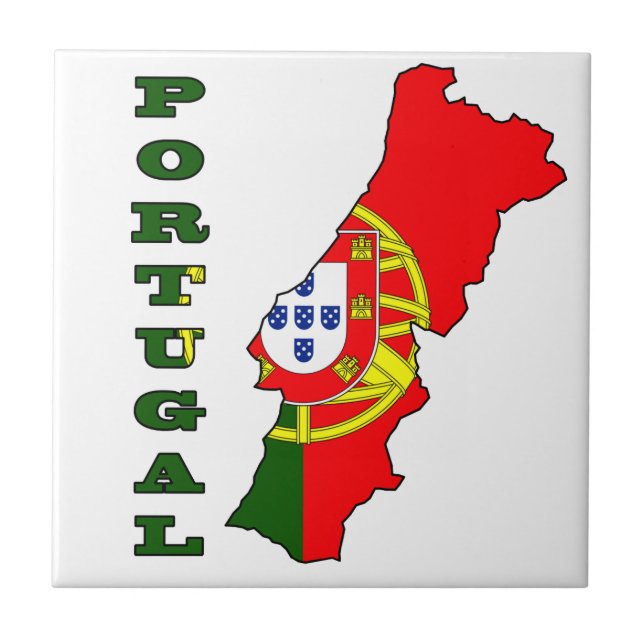 Carreau Drapeau dans la carte du Portugal (Devant)