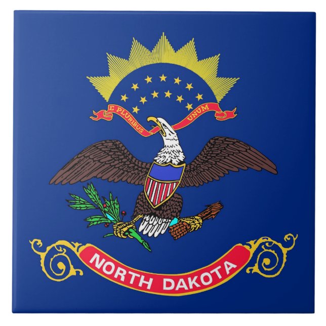 Carreau Drapeau de l'État du Dakota du Nord (Devant)