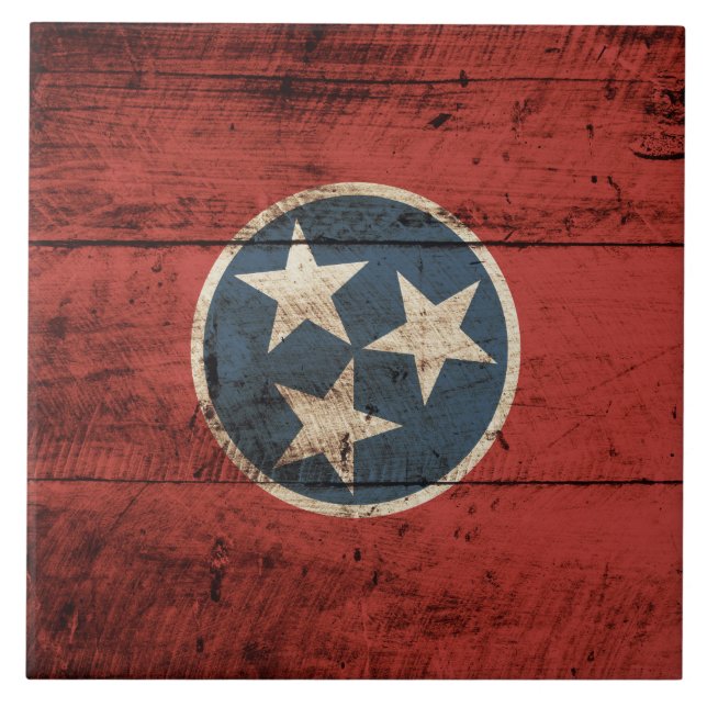 Carreau Drapeau d'état du Tennessee sur le vieux grain en (Devant)