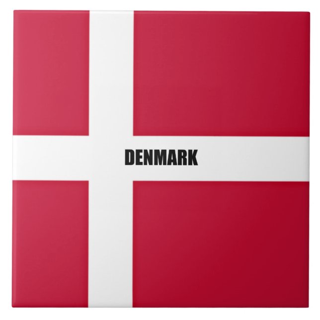Carreau Drapeau du Danemark, étiqueté, (Devant)