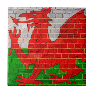 Carreau Drapeau du Pays de Galles sur un mur de briques