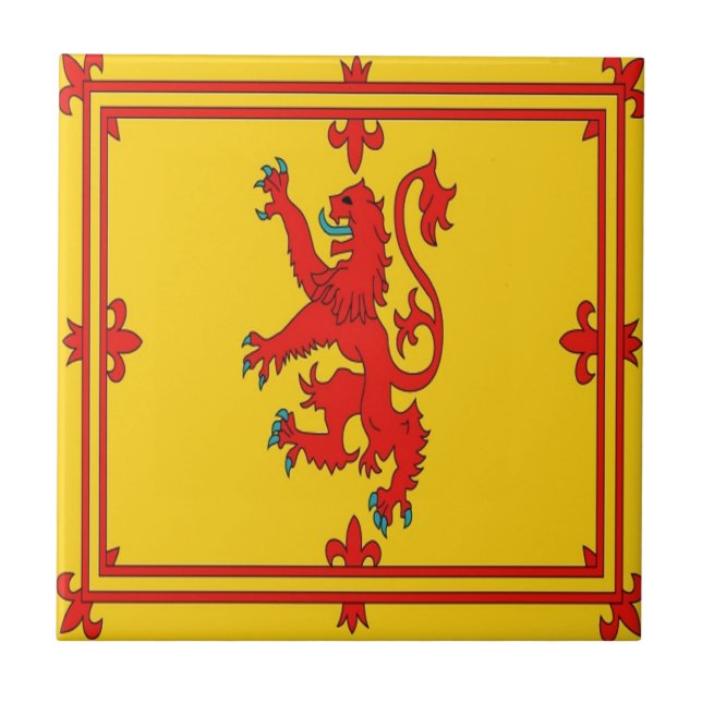 Carreau Drapeau effréné de lion rouge de l'Ecosse (Devant)