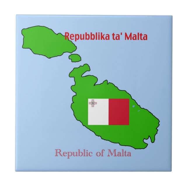 Carreau Drapeau et carte de Malte (Devant)