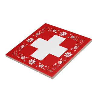Carreau Drapeau et edelweiss suisses