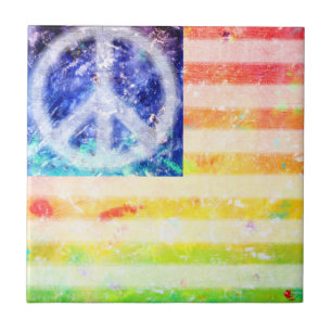 Carreau Drapeau hippie de phénomène de paix