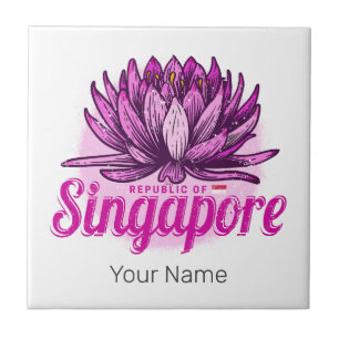 Carreau Drapeau Lotus de Singapour Souvenir de vacances vi