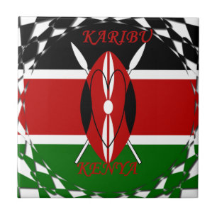 Carreau Drapeau national de la République du Kenya Noir ro