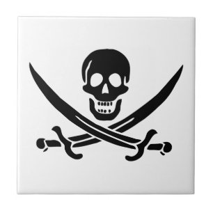 Carreau Drapeau pirate crâne épées croisées