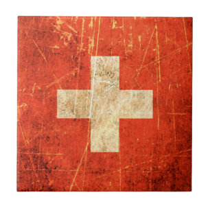 Carreau Drapeau suisse vintage rayé et porté