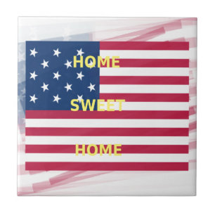 Carreau Drapeau USA "Home Sweet Home" Art Imprimer