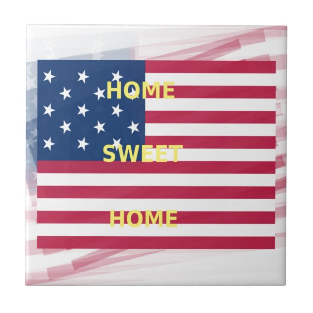 Carreau Drapeau USA "Home Sweet Home" Art Imprimer (Devant)
