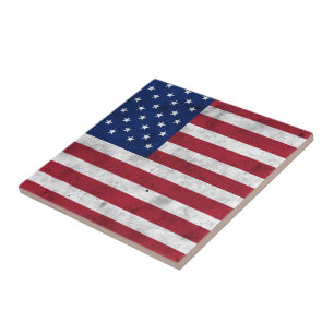 Carreau Drapeau USA vintage rouge blanc bleu patriotique a