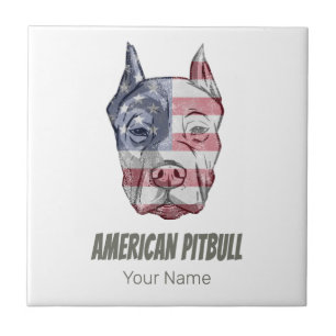 Carreau Drapeau Vintage américain Pitbull Terrier Bully Ch