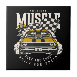 Carreau Drapeau vintage American Muscle Car Racing