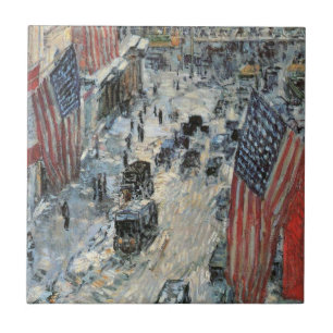 Carreau Drapeaux sur la 57e Rue par Frederick Childe Hassa