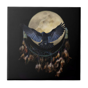 Carreau Dream Catcher Raven et Wolf Moon