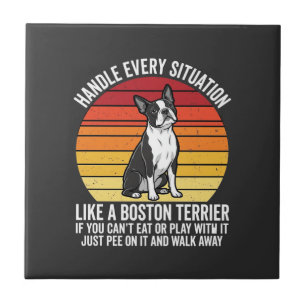 Carreau Drôle attitude de chien Boston Terrier Rétro