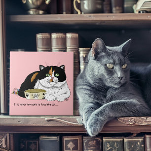 Carreau Drôle Chat Tacheté Gâté Nourrir Rose