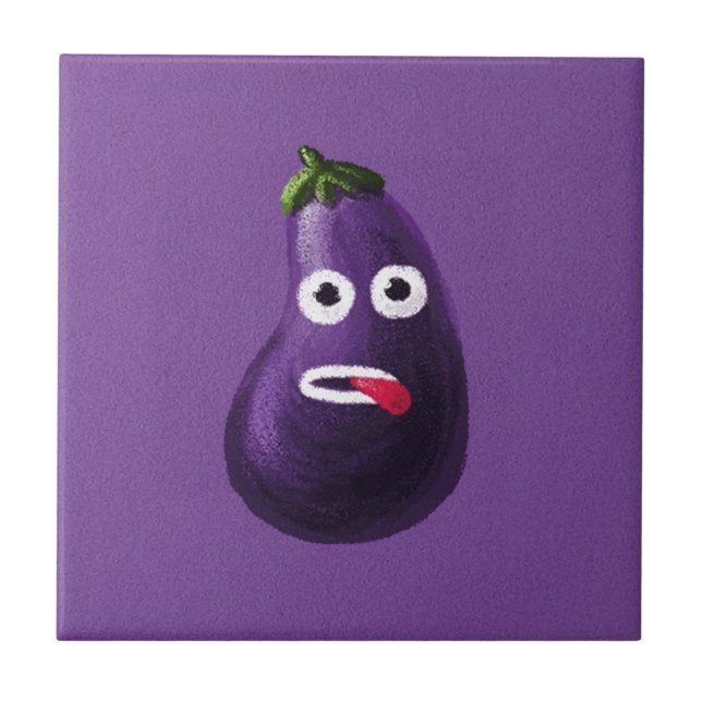 Carreau Drôle Eggplant Cartoon Caractère Cute Vegetable (Devant)