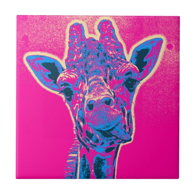 Carreau Drôle Giraffe Sticking out son langue (Devant)