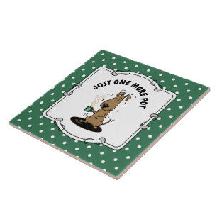 Carreau Drôle Jittery Hound Dog sur Café