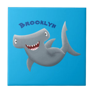 Carreau Drôle mignon requin marteau dessin animé