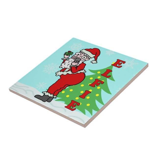 Carreau Drôle Noël Père Noël Elfie (Côté)