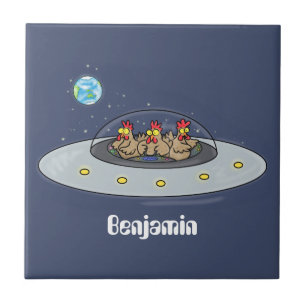 Carreau Drôle poule dans l'espace dessin animé
