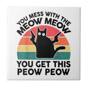 Carreau Drôle Tu Mess Avec Chemise Maillée Chat Noir Avec 