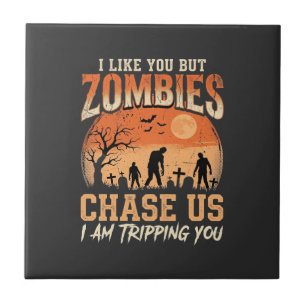 Carreau Drôles de zombies Halloween nous poursuivent Desig