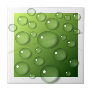 Carreau Droplets d'eau sur Arrière - plan Carré vert
