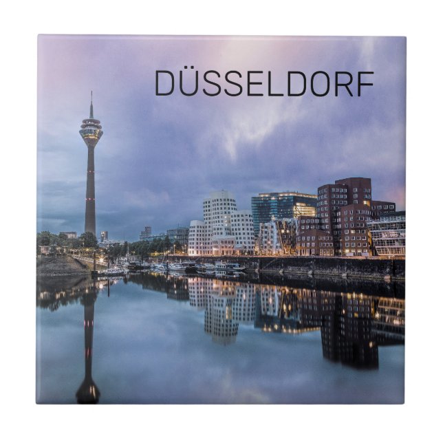 Carreau Dusseldorf Skyline Allemagne Holiday Sunset Souven (Devant)