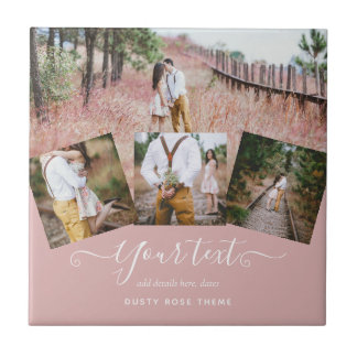 Carreau Dusty Rose PHOTO COLLAGE DE MARIAGE personnalisé C