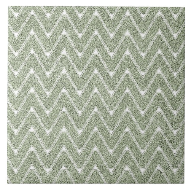 Carreau Dusty Sage Green Chevron Motif (Devant)
