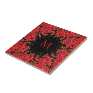 Carreau Dynastie naine rouge Fancy Fractal Abstrait Monogr