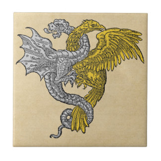 Carreau Eagle d'or et dragon argenté