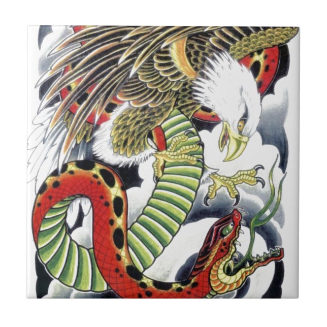 Carreau Eagle et serpent japonais Tattoo Design (Devant)
