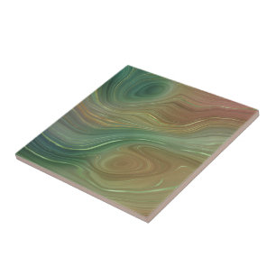 Carreau Earthy Emerald Strata   Agate d'encre verte et dor