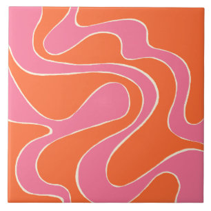 Carreau Ebb et flux 2 en rose, orange et crème