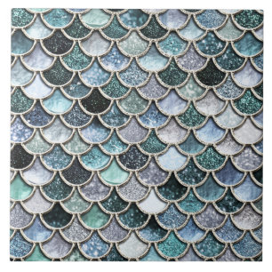 Carreau Échelles argentées de Mermaidscales de parties