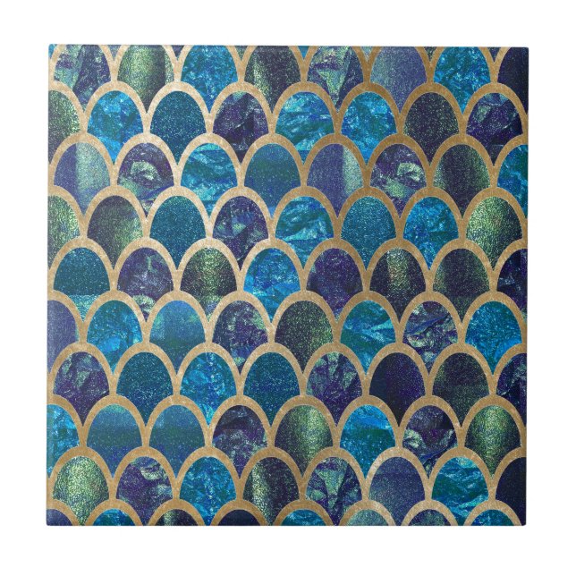 Carreau Échelles turquoises de sirène (Devant)